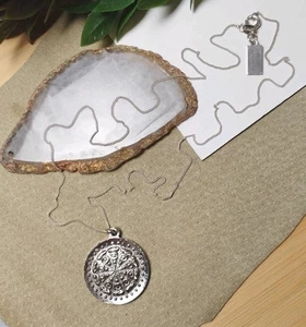 Designer MEGHAN BO Signed Sterling Silver .925 Medallion Pendant 20" Necklace! - Picture 1 of 9