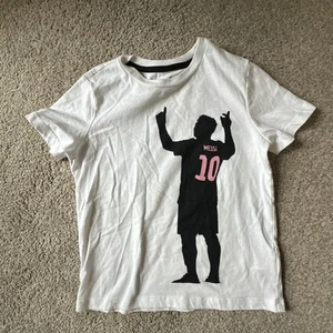 Messi Collection Youth Kids S Short Sleeve T Shirt Lionel Messi White Black - Picture 1 of 4