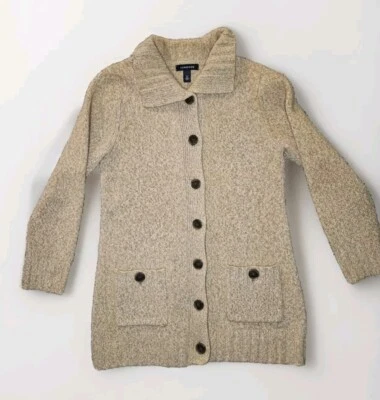 Lands End Sweater Womens Small Wool Lambswool Button Cardigan Grannycore - Image 1 of 4
