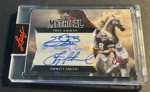 “1 of 1” EMMITT SMITH & TROY AIKMAN 2024 Leaf Exotic Mythical GOLD AUTO #1/1 - Picture 1 of 2