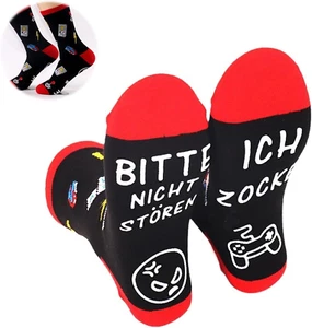Lustige Gaming Socken Gamer Geschenk Mit Spruch Bitte Nicht StÖren Ich Zocke Neu - Bild 1 von 7