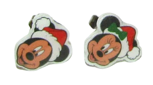 PENDIENTES DE TACHUELAS DE ACRÍLICO DE MICKEY y MINNIE MOUSE HOLIDAY NAVIDAD NAVIDAD hechos a mano - Imagen 1 de 3