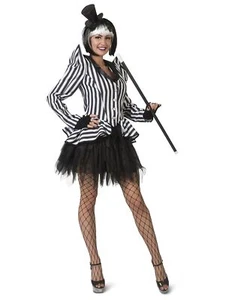 Striped Beauty Kostüm Frack Jackett Blazer Schößchen Clown Pierrot Fasching Neu - Bild 1 von 16