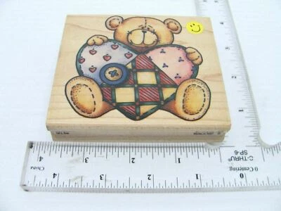 Estampilla de goma estampida - Oso Ted E - Juguete niño amor corazón botón de peluche 313 Foto 1 de 4