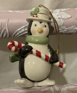Lenox Ornament Very Merry Penguin Snowman Candy Cane Top Hat Christmas Tree - Picture 1 of 5
