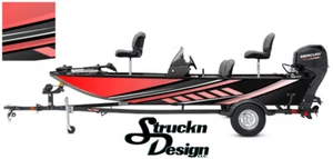 Boat Wrap Modern Red Stripes Abstract Bass Decal Graphic Kit Fish Vinyl Fishing  - Picture 1 of 1