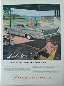 1957 vintage Oldsmobile Starfire 98 Holiday Coupe Print Ad , Cool Art - Picture 1 of 1