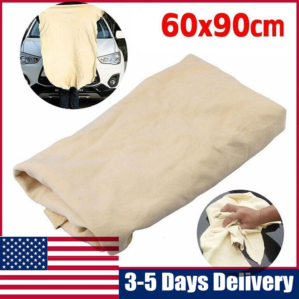 Natural Chamois Leather Car Cleaning Cloth Washing Absorbent Drying Shammy Towel - Image 1 of 4