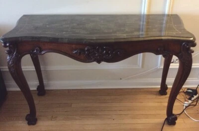 Henredon Carved Walnut  Table Sofa Hall  Console - Image 1 of 4