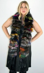 Brandneu Schwarz Mehrfarbig Fuchspelz Schal Efurs4less - Bild 1 von 2