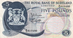 Scotland 5 Pounds 1969 P-330 VF banknote - Picture 1 of 4