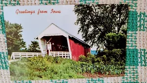 PUENTE DE MADERA CUBIERTO VINTAGE SALUDOS DE IOWA - Imagen 1 de 14