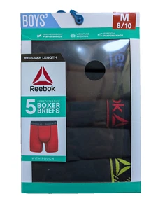 Boys Performance Boxer Briefs Reebok Black Size Med 8/10 Assorted 5 Pack New! - Picture 1 of 3