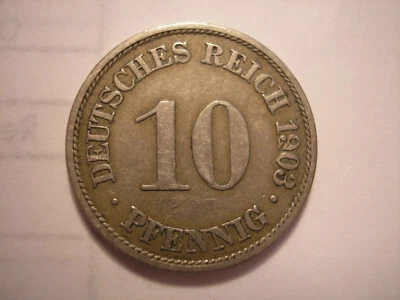 1903 German 10 Pfennig, Wilhelm II type 2 small shield, A Berlin, KM# 12 - Image 1 of 4