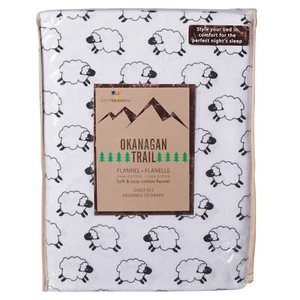 OKANAGAN SHEEP KING Size Cotton Flannel Sheet Set (SHEEP NIGHT SLEEP) - Picture 1 of 3