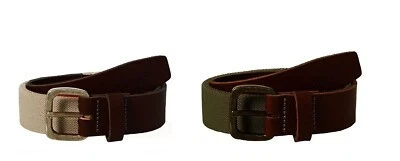 Wrangler Hombre Ajustable Lona Cinturón con Cuero Ends ,Talla XS-XXXL,2 Options - Imagen 1 de 3