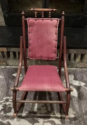 Antique Victorian Child's Wood Bentwood Faux Bamboo Painted Rocking Chair - Image 1 of 4