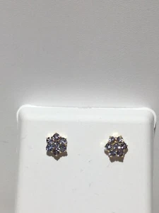 Orecchini in Tanzanite con disegno floreale set in oro giallo 14 kt - Foto 1 di 4