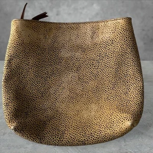 Madewell Dyed Calf Hair Fur Cheetah Clutch Bag Purse Brown 10x12 Good Condition - Picture 1 of 14