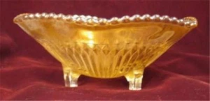 Anniversary Bowl Carnival Glass Marigold Candy Bon Bon Jeannette Vintage As Is O - Picture 1 of 8