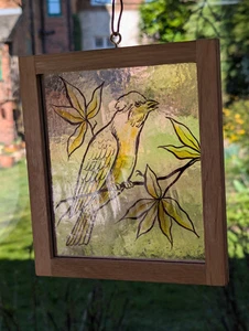Antiguo vitral estudio historia natural pájaro ornitológico #29 - Imagen 1 de 3