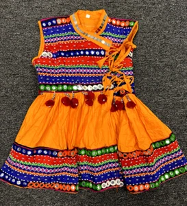 Vestido Corbata Envolvente Bordado De Colección Hecho en India Borlas Espejo Talla 26 Niñas 4 - Imagen 1 de 9