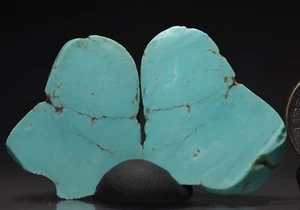 Robins Egg Blue TURQUOISE rough matching halved halves book matched nugget slice - Picture 1 of 12