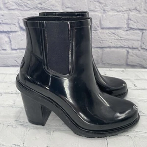 Hunter Original Refined High Heel Chelsea Boots Shiny Black US 7 Never Been Worn - Picture 1 of 14