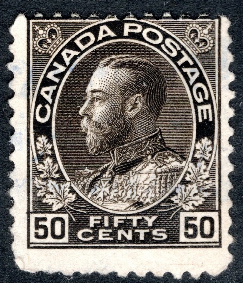 Canada Stamp Scott #120, 50c, KGV Admiral, Brown Black, MNG, SCV$70.00 - Image 1 of 1