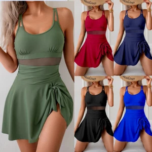 Damen Einteiler Tankini Badekleid Badeanzug Beachwear Push Up Bademode Übergröße - Bild 1 von 48