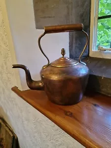 Antico bollitore georgiano copper e collo di cigno in ottone 8 pinte - Foto 1 di 24