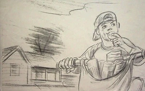 The Island Robert 2005 Consing Produktion handgezeichnete Studio Storyboard Seite - Bild 1 von 2