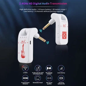 2.4G Wireless Guitar System Rechargeable Transmitter Receiver Fits Electric - Picture 1 of 26