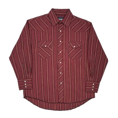 Wrangler Striped Shirt - Large Red Cotton - Image 1 of 4