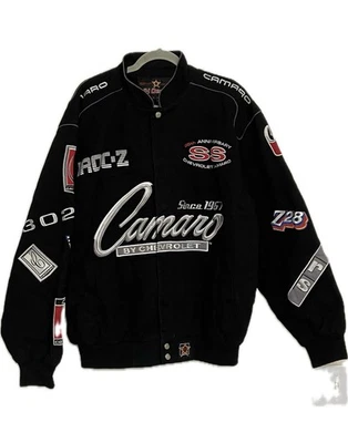 Retro JH Design Camaro Racing Embroidered Cotton Twill Jacket Black Size  L - Image 1 of 4