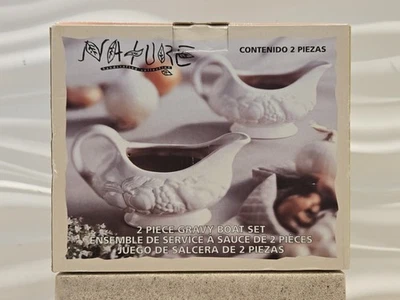 Gravy Boat Set 2 Piece Nature TableTops Unlimited Invitations Embossed Fruit Box - Image 1 of 4