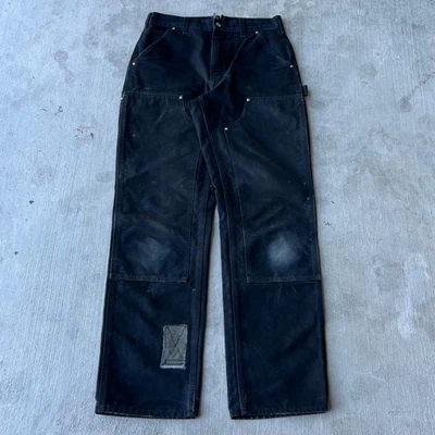 Винтажный Y2K Carhartt черный двойной колена работы носить плотник брюки - Изображение 1 из 4