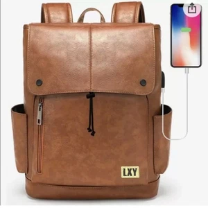 LXY Vegan Leather Laptop backpack, Vintage, USB charging port, Multiple pockets - Picture 1 of 9