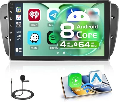 Fuluku 8 Core 4+64G Android 13 Autoradio pour Seat Ibiza 2009-2013 avec sans Fil - Photo 1/4