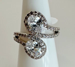 Size 6 Bomb Party Ring - RBP8620 Say Yes To The Sparkle - Cubic Zirconia on Rhod - Picture 1 of 5
