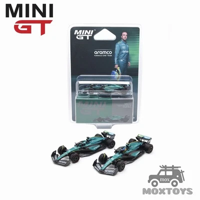 MINI GT 1:64 AMR24 Fernando Alonso/Lance Stroll 2024 F1 2024 Bahrain GP Car - Image 1 of 4