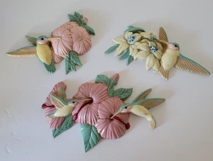 VTG Burwood Hummingbird Wall Plaques Décor Set of 3 Homco #3303 Made in USA - Picture 1 of 11