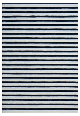 NZ Wool Hand Tufted Rug in a sophisticated white, beige, and black - Image 1 of 2