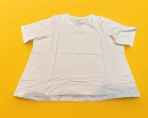 D & Co White Knit Tunic Shirt V Neck 3/4 Sleeve Denim Essential Top 3X - Picture 1 of 3