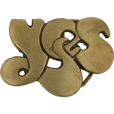 黄铜 Yes 乐队音乐摇滚 Roger Dean 标志嬉皮士 20 世纪 70 年代复古皮带扣 — 第 1/4 张图片