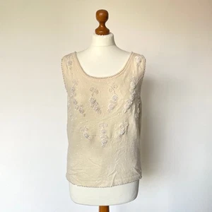 Vintage Cream Knitted Tank Top with Beaded Detailing for Fermus - Picture 1 of 4