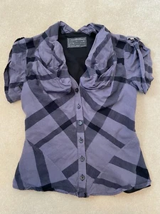 All Saints Damen Frauen Bluse Shirt 10 schwarz lila Rüschen Smart Casual 8 - Bild 1 von 3