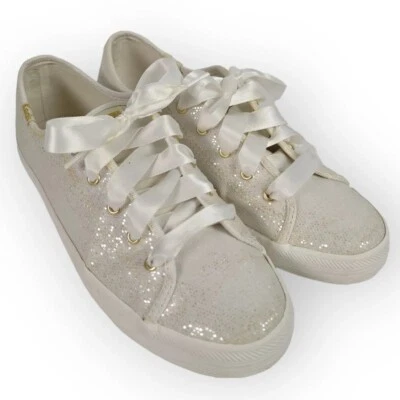 Keds Kickstart празднования кроссовок обуви белый блестящий девочек детский размер 3,5 М - Изображение 1 из 4