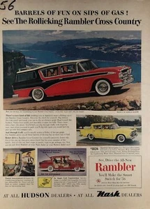 1956 Vintage Rambler Ad - BARRELS OF FUN ON SIPS OF GAS! - Picture 1 of 2