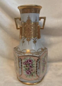 Antike 19. Jh. ALTE NIPPON JAPAN Gold Blau Pfirsich Pastell 12" VASE - Bild 1 von 11